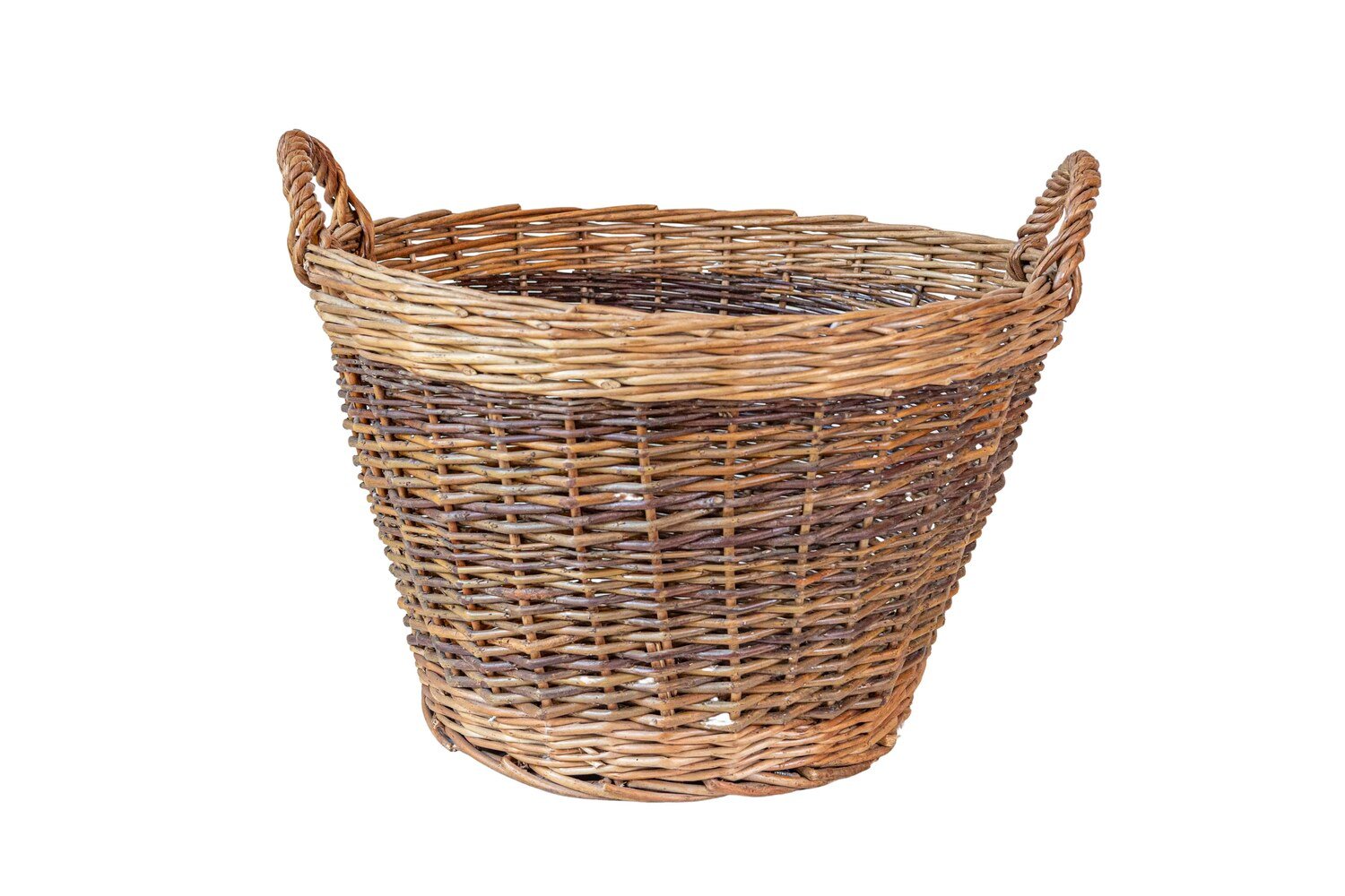English 20th Century Two-Toned Wicker Basket with Double Handles, Devon - JAA
