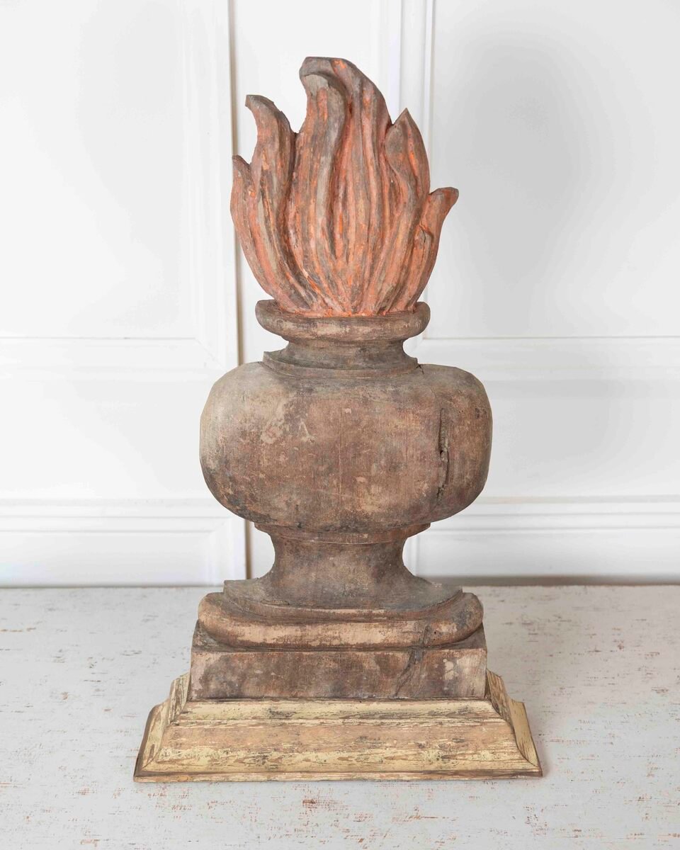 French 18th Century Carved Wood Fire Pot - JAA