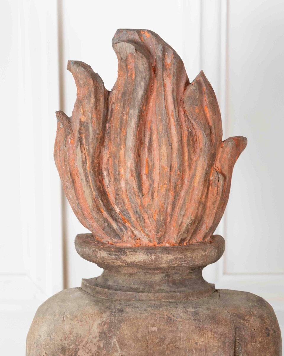 French 18th Century Carved Wood Fire Pot - JAA