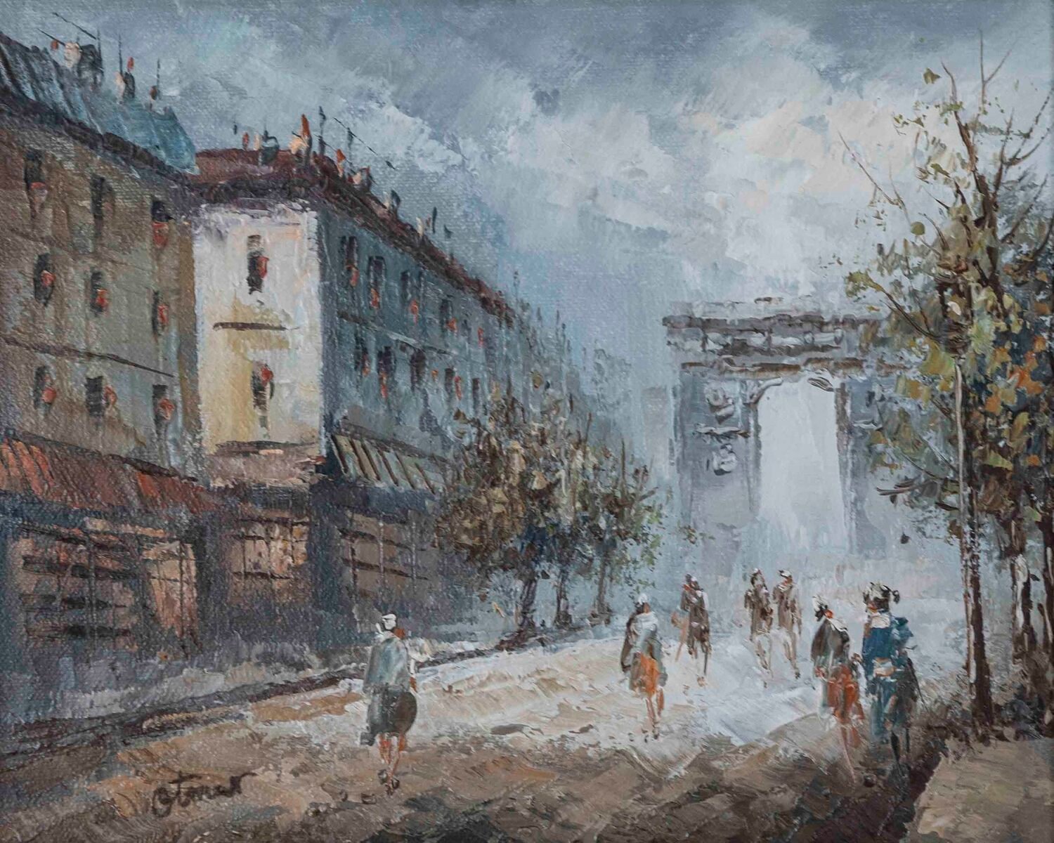 The Porte Saint-Martin, Paris, Oil on Canvas - JAA