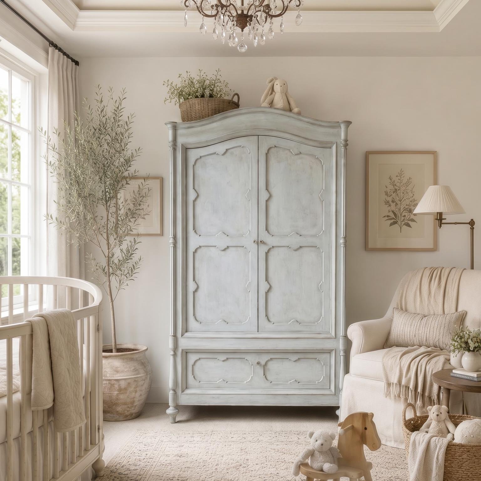 Antique armoire in a collected Malibu interior