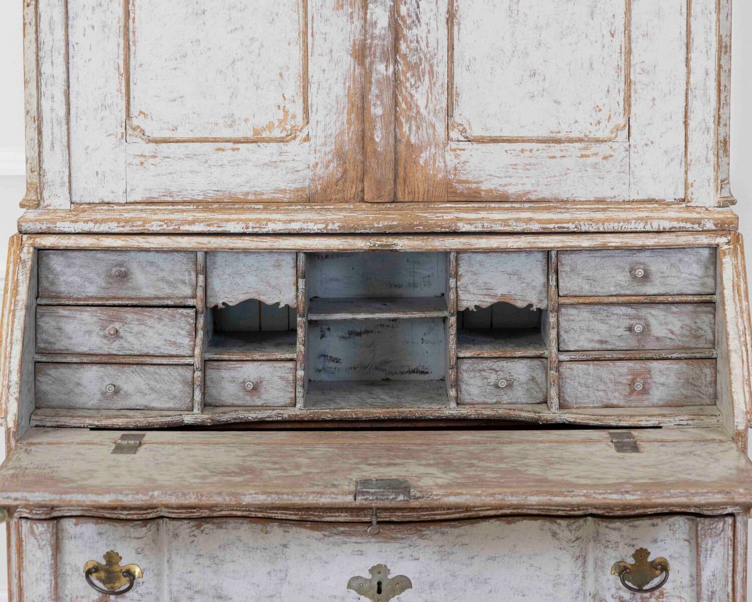 18th Century Danish Rococo Secretary with Serpentine Front, circa 1760 - JAA