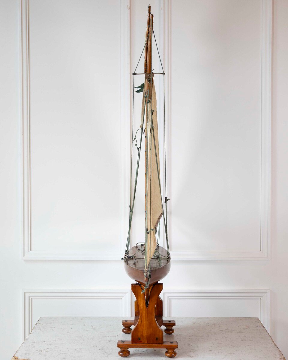 Gaff Rigged Cutter Wooden Pond Yacht Circa 1920 - JAA