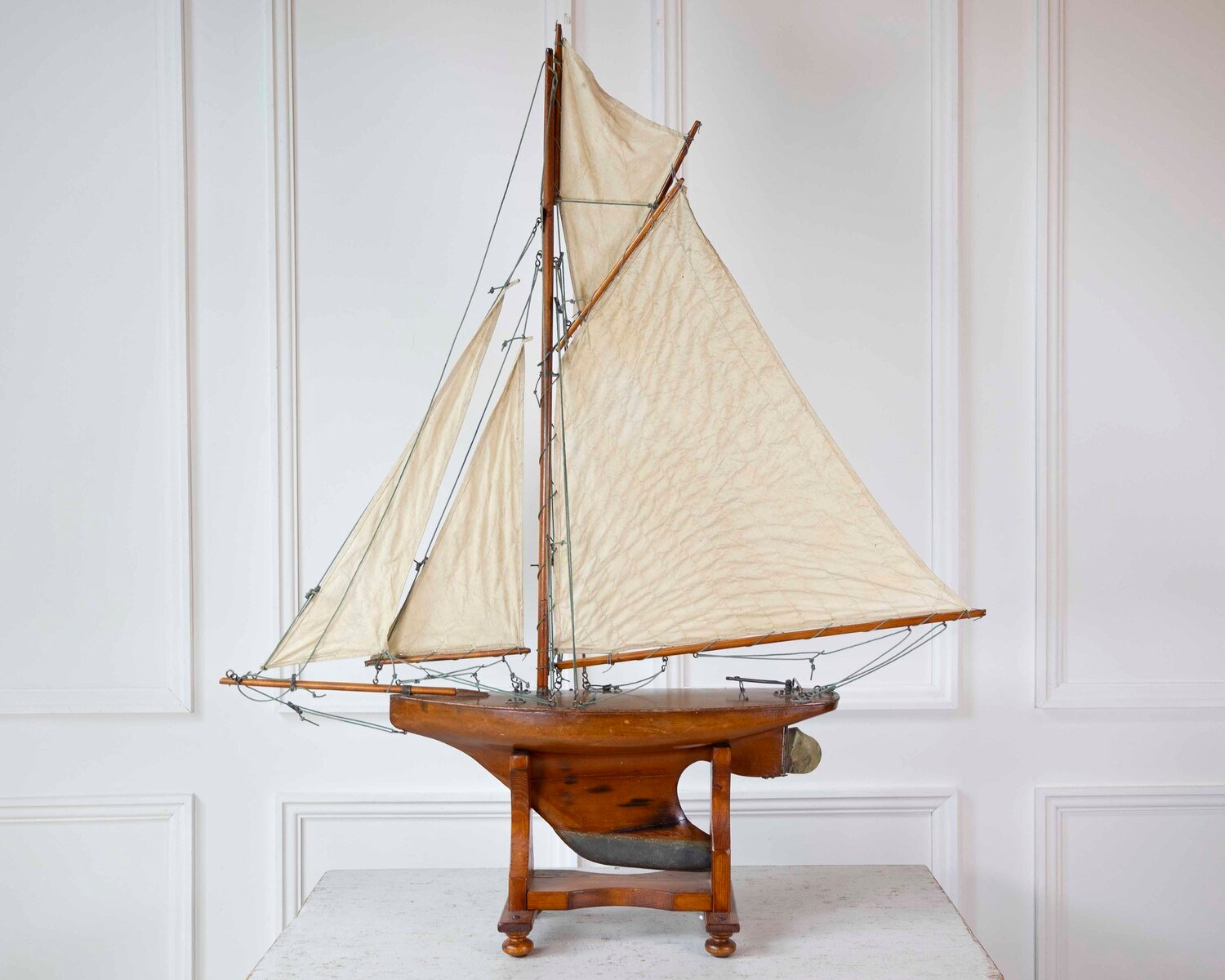 Gaff Rigged Cutter Wooden Pond Yacht Circa 1920 - JAA