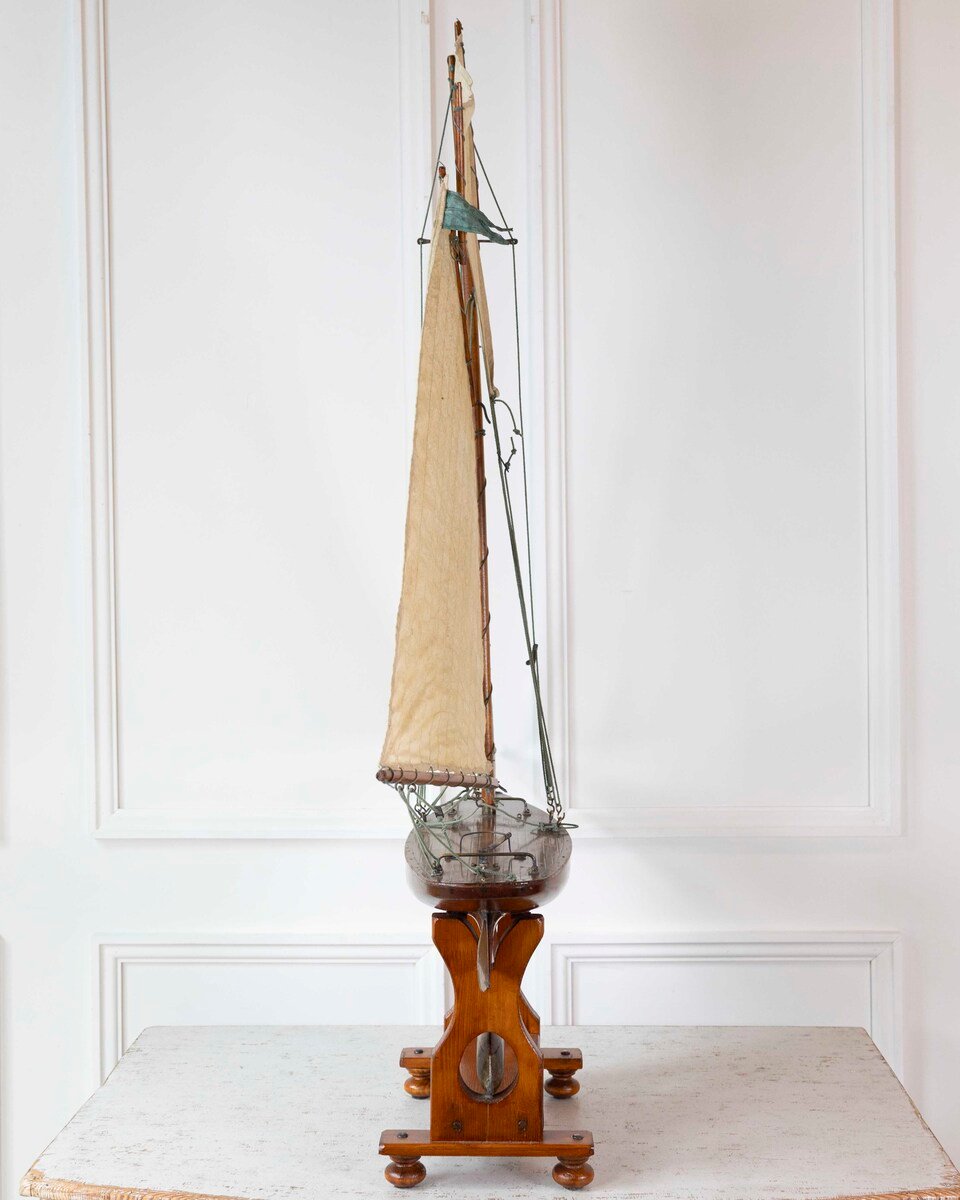 Gaff Rigged Cutter Wooden Pond Yacht Circa 1920 - JAA