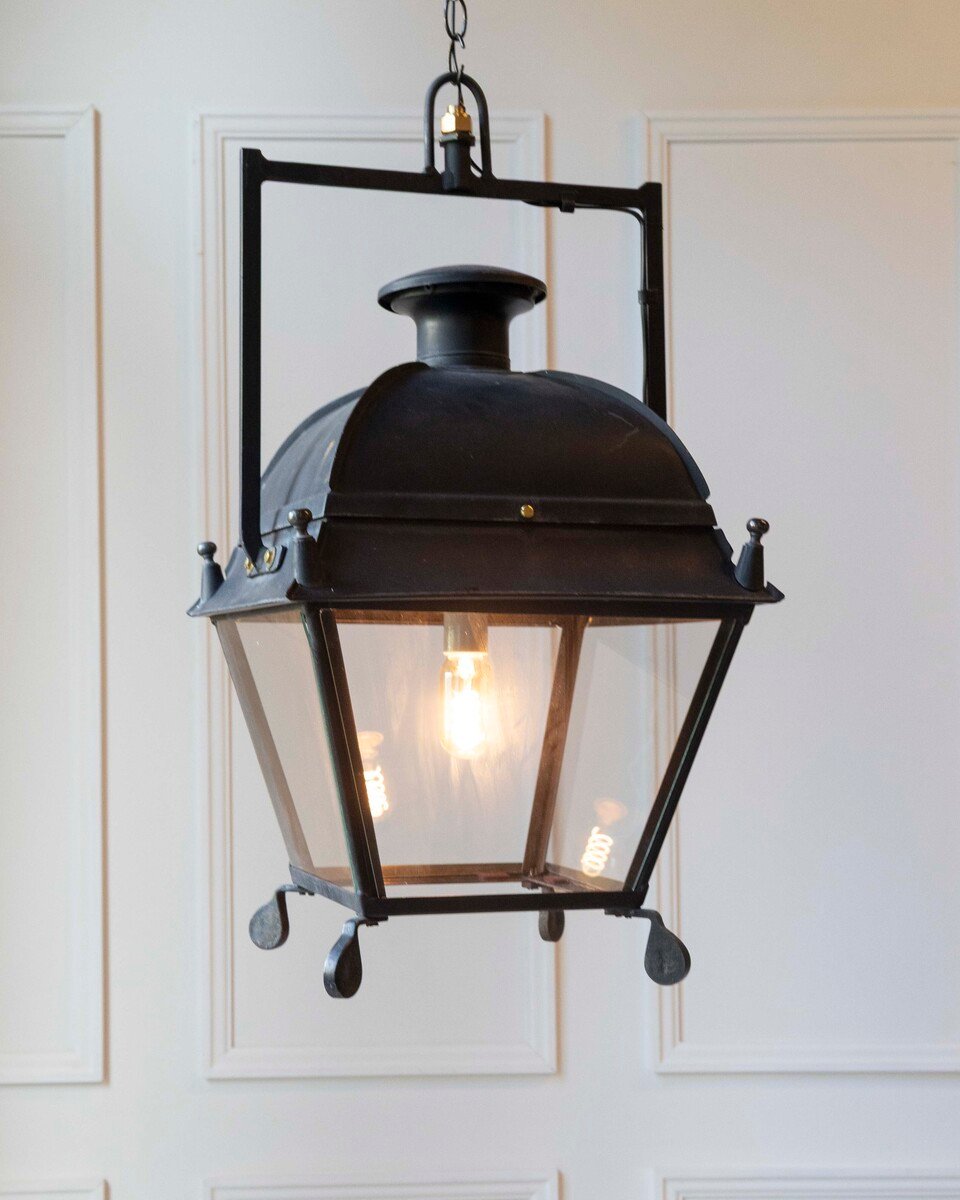 On Hold - Two available. French Iron Lanterns with Domed Tops, Circa 1900. - JAA
