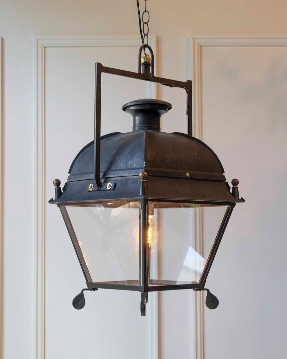 On Hold - Two available. French Iron Lanterns with Domed Tops, Circa 1900. - JAA
