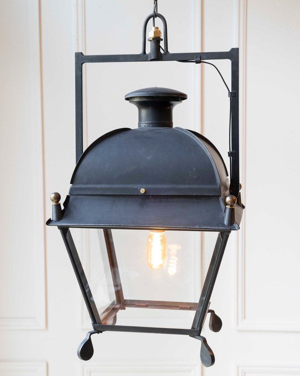 On Hold - Two available. French Iron Lanterns with Domed Tops, Circa 1900. - JAA