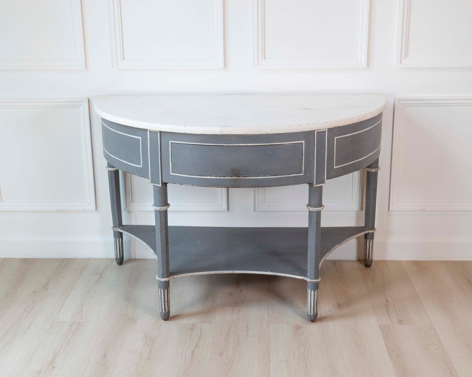 Large Swedish Empire Demi-Lune Console with Marble Top - JAA