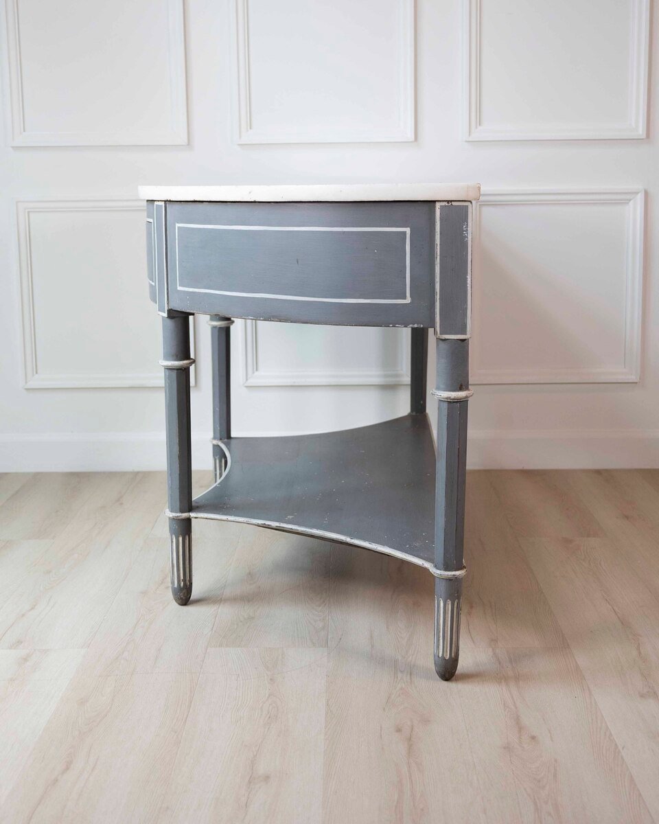 Large Swedish Empire Demi-Lune Console with Marble Top - JAA