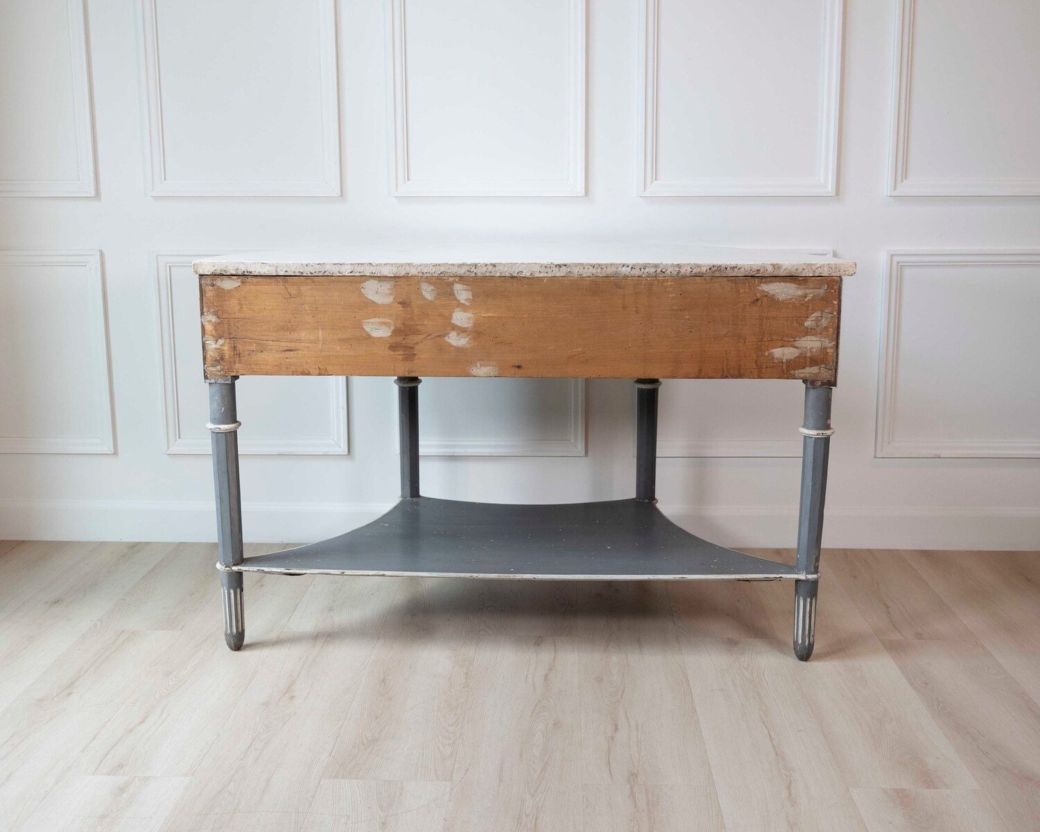 Large Swedish Empire Demi-Lune Console with Marble Top - JAA