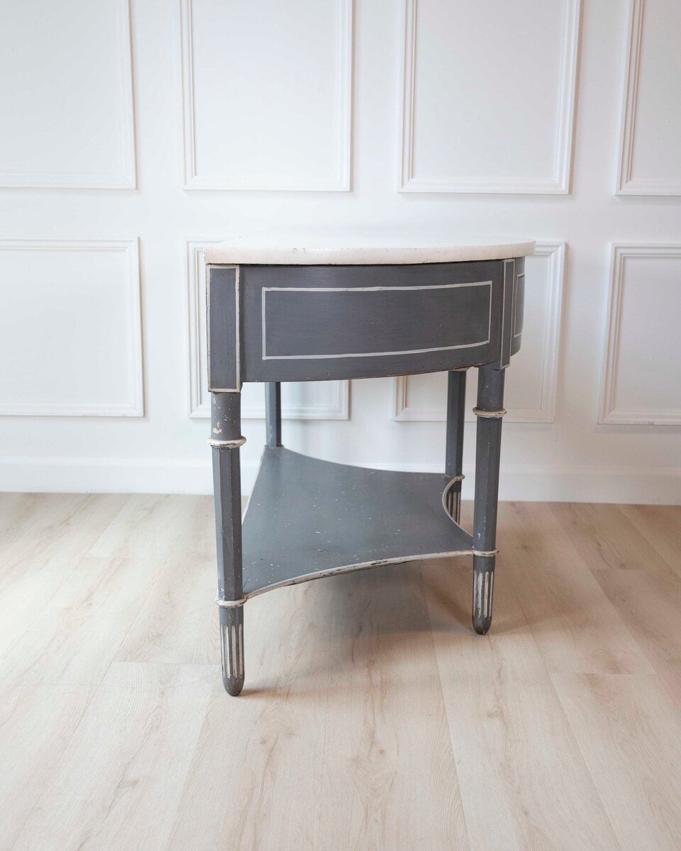 Large Swedish Empire Demi-Lune Console with Marble Top - JAA