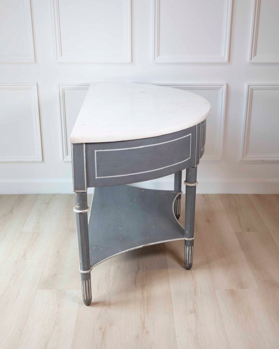 Large Swedish Empire Demi-Lune Console with Marble Top - JAA