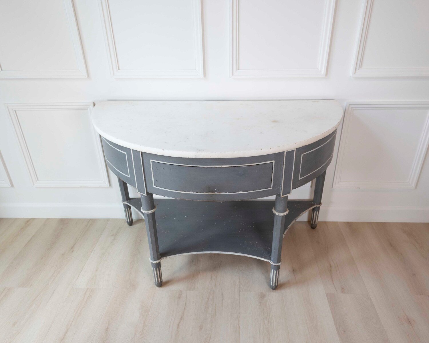 Large Swedish Empire Demi-Lune Console with Marble Top - JAA