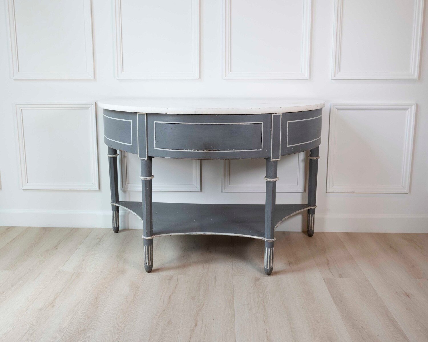 Large Swedish Empire Demi-Lune Console with Marble Top - JAA