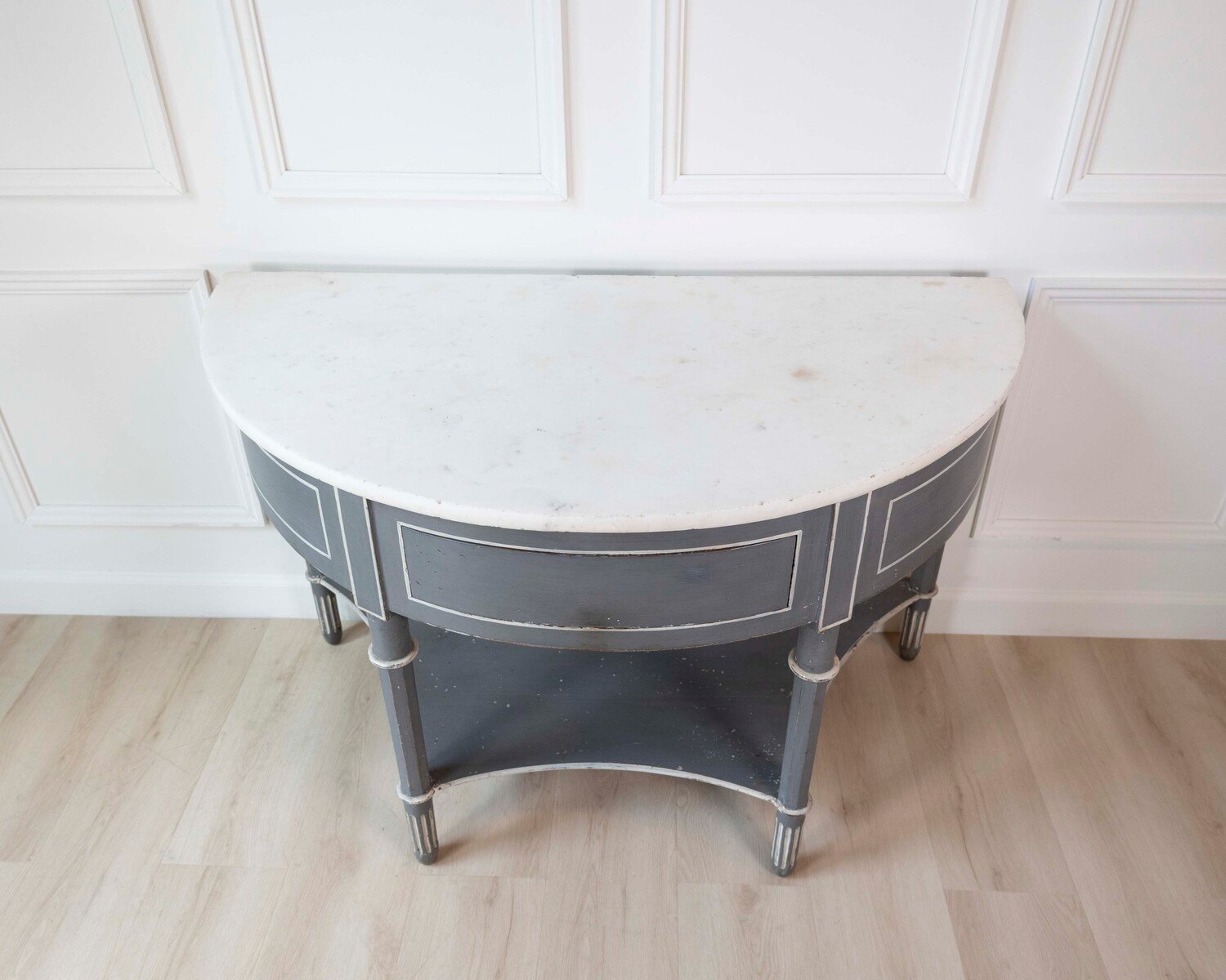 Large Swedish Empire Demi-Lune Console with Marble Top - JAA
