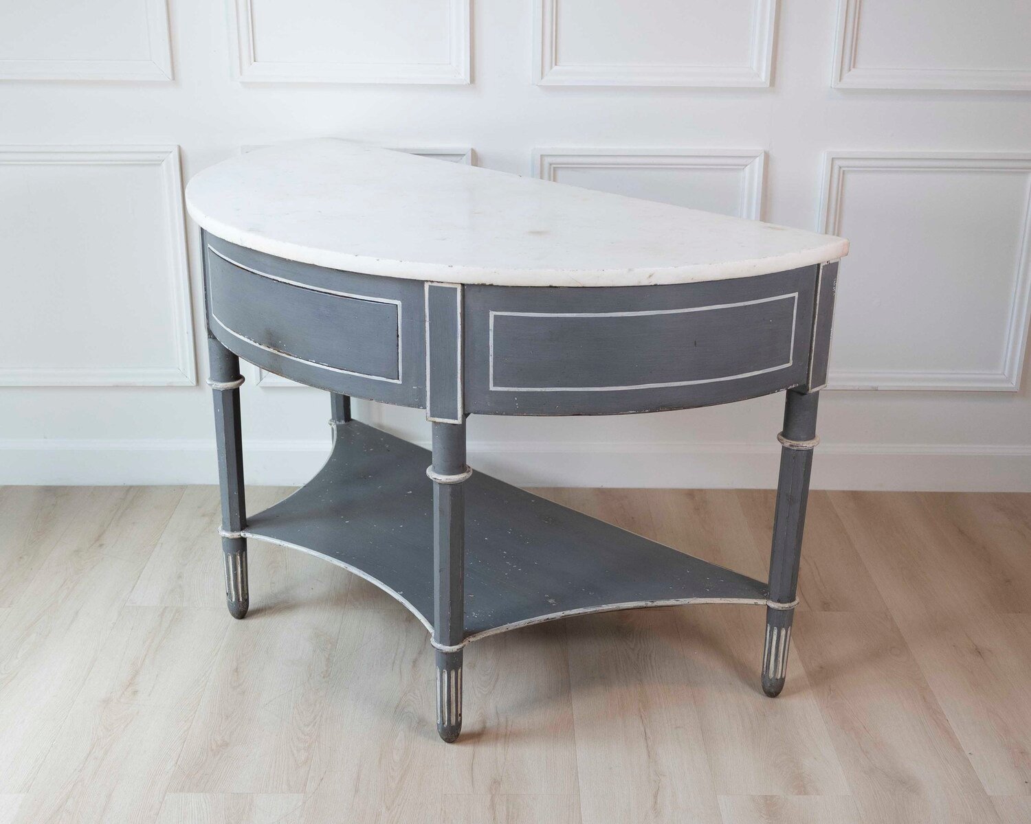 Large Swedish Empire Demi-Lune Console with Marble Top - JAA