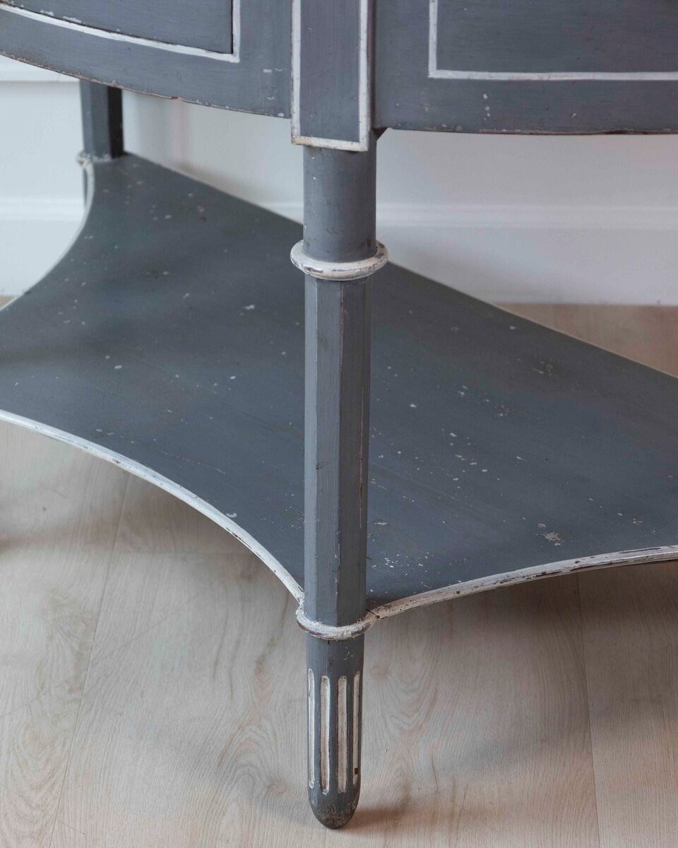 Large Swedish Empire Demi-Lune Console with Marble Top - JAA