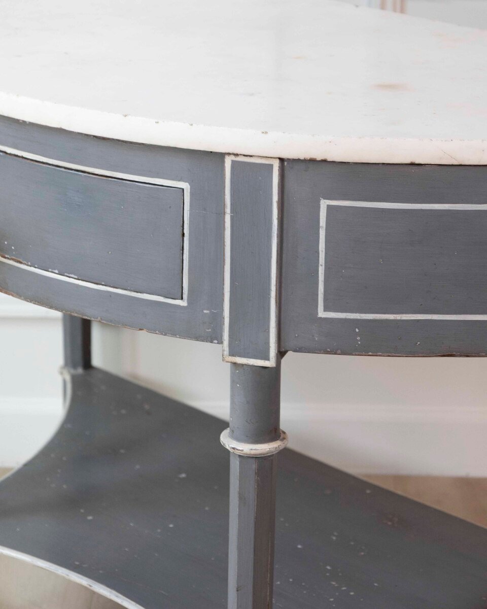 Large Swedish Empire Demi-Lune Console with Marble Top - JAA