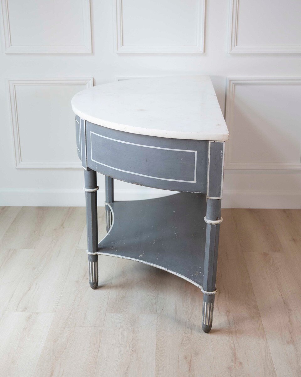 Large Swedish Empire Demi-Lune Console with Marble Top - JAA
