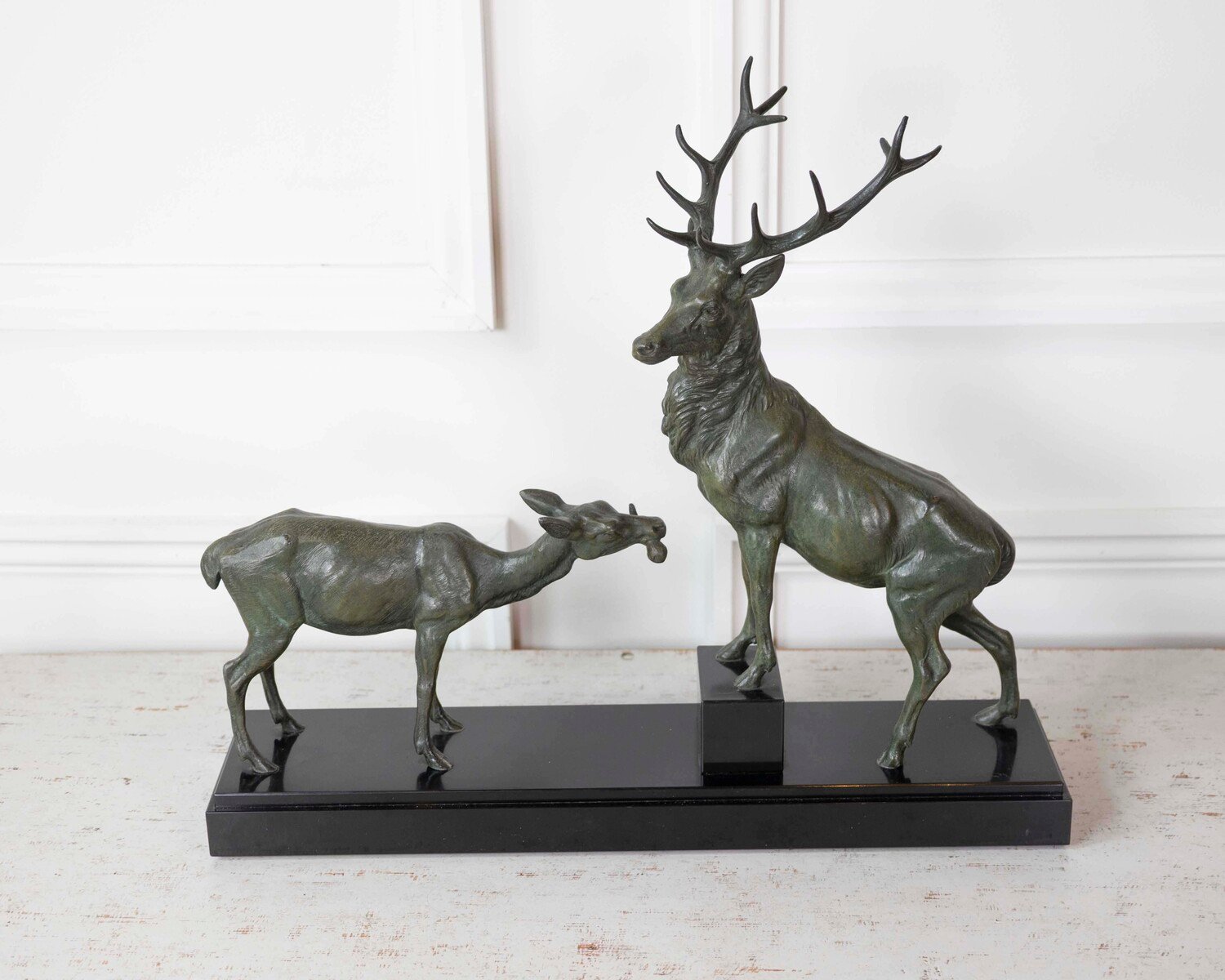 Louis-Albert Carvin Stag and Doe Sculpture - JAA