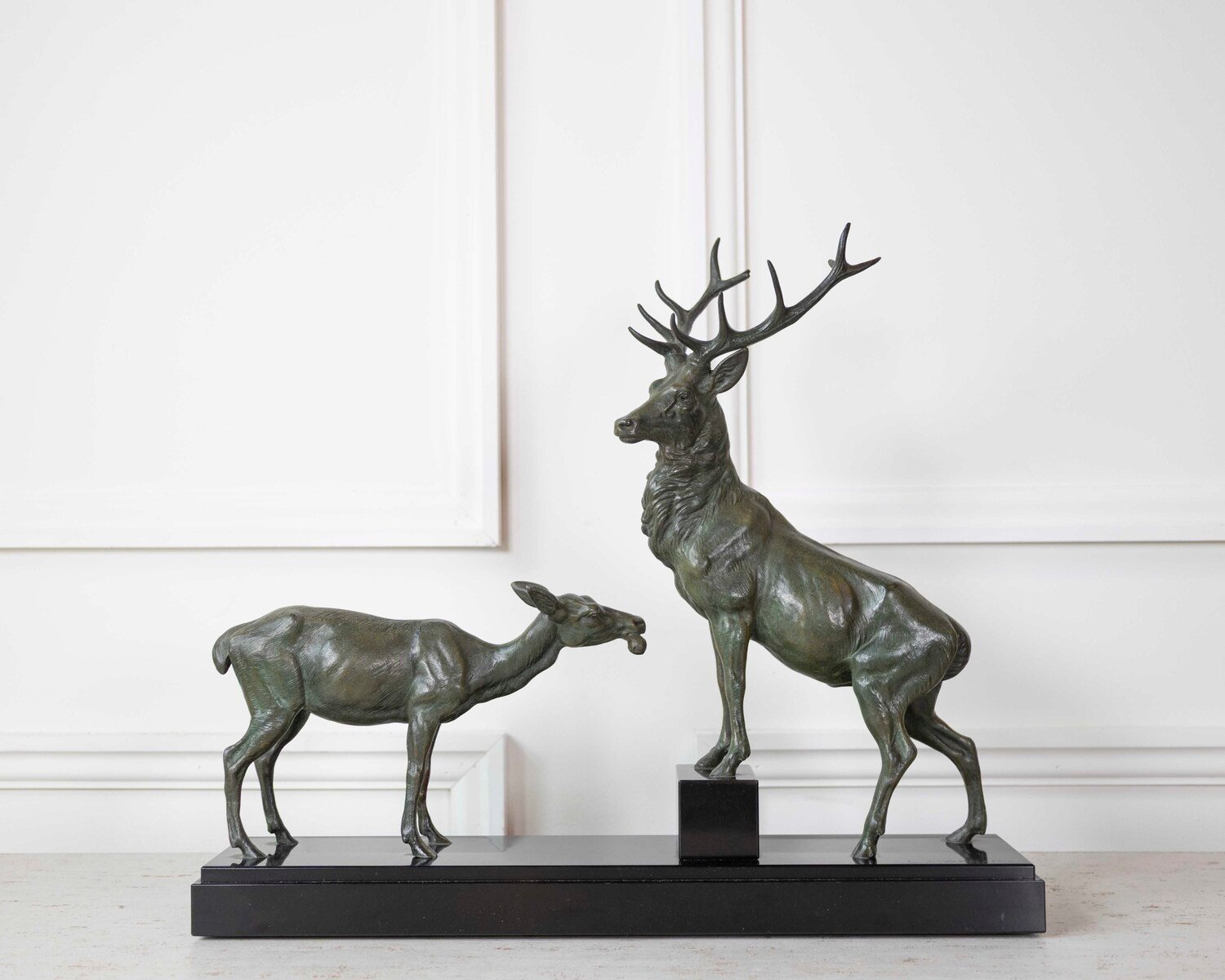 Louis-Albert Carvin Stag and Doe Sculpture - JAA