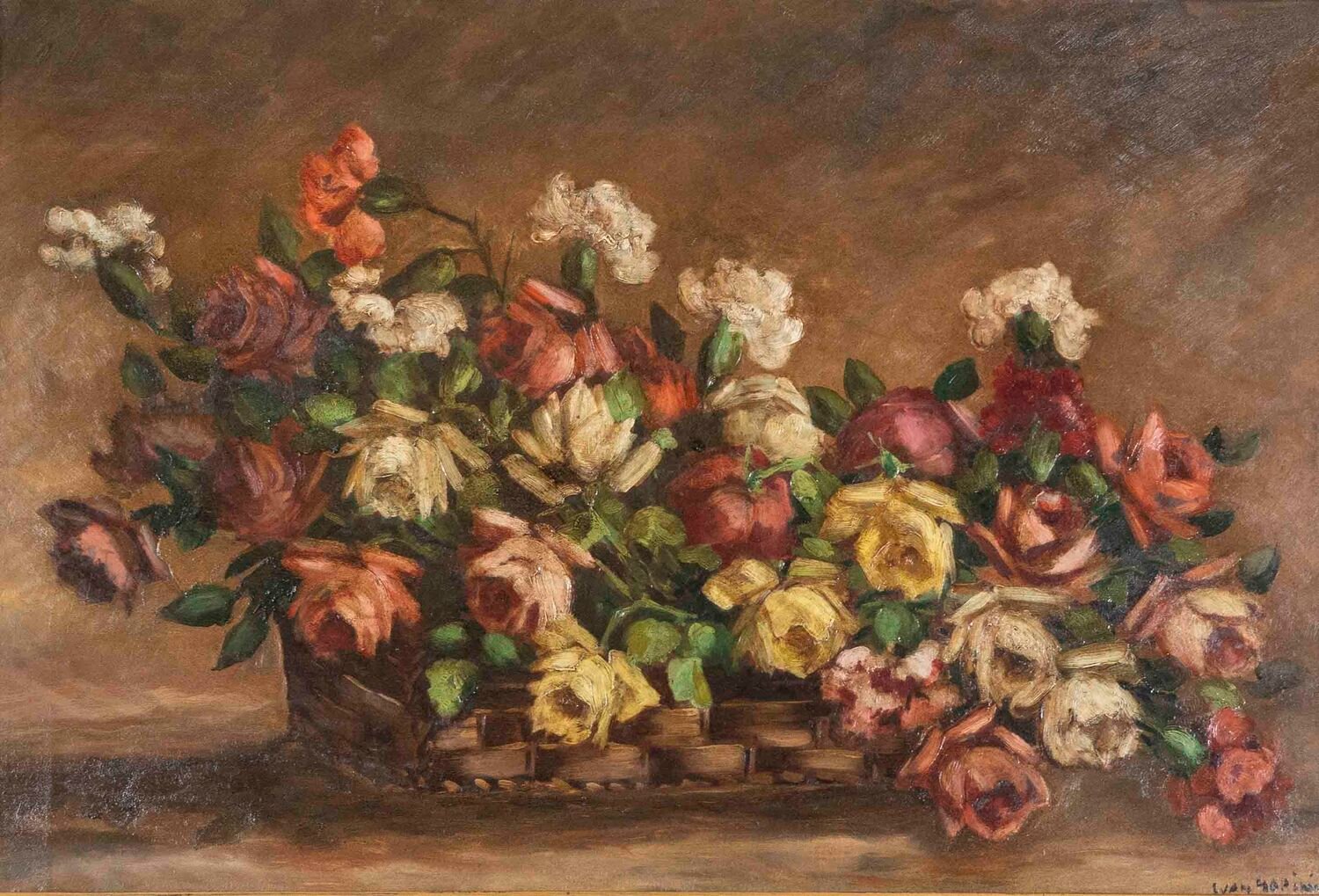 Ivan Gorini, Still Life with Flowers, Oil on Panel - JAA