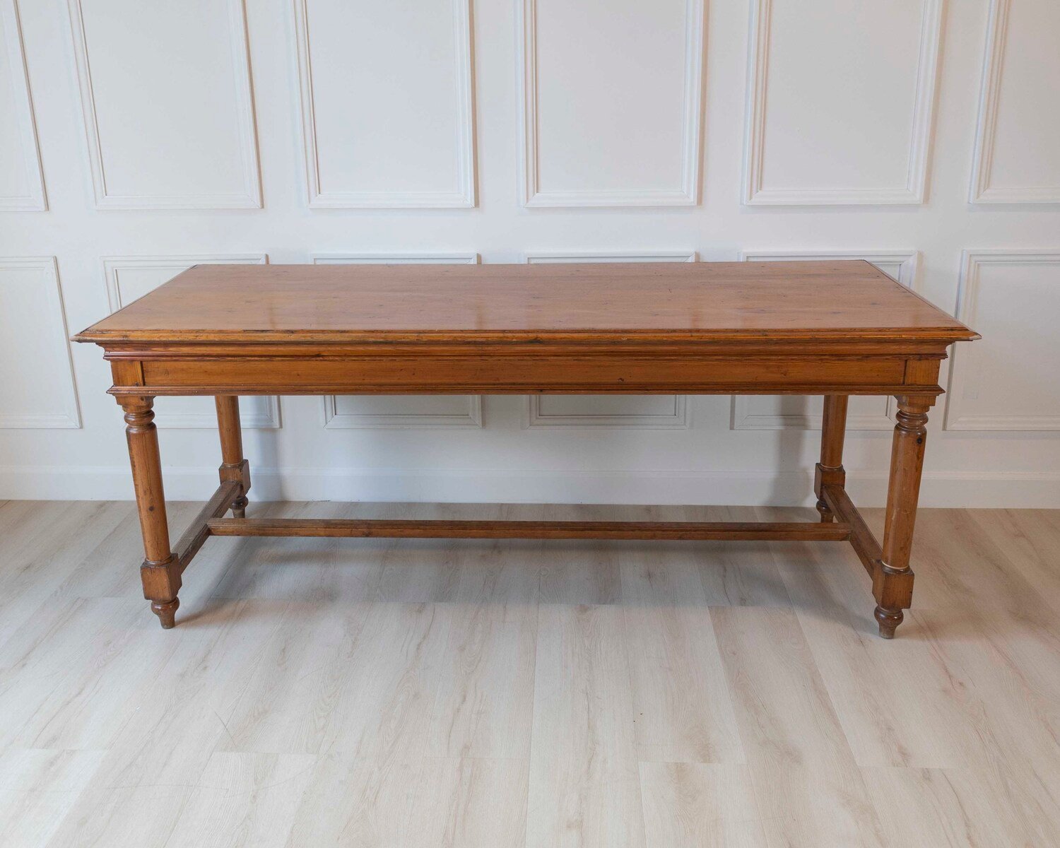 French Louis XVI Style 20th Century Pine Console Table with Cylindrical Legs - JAA