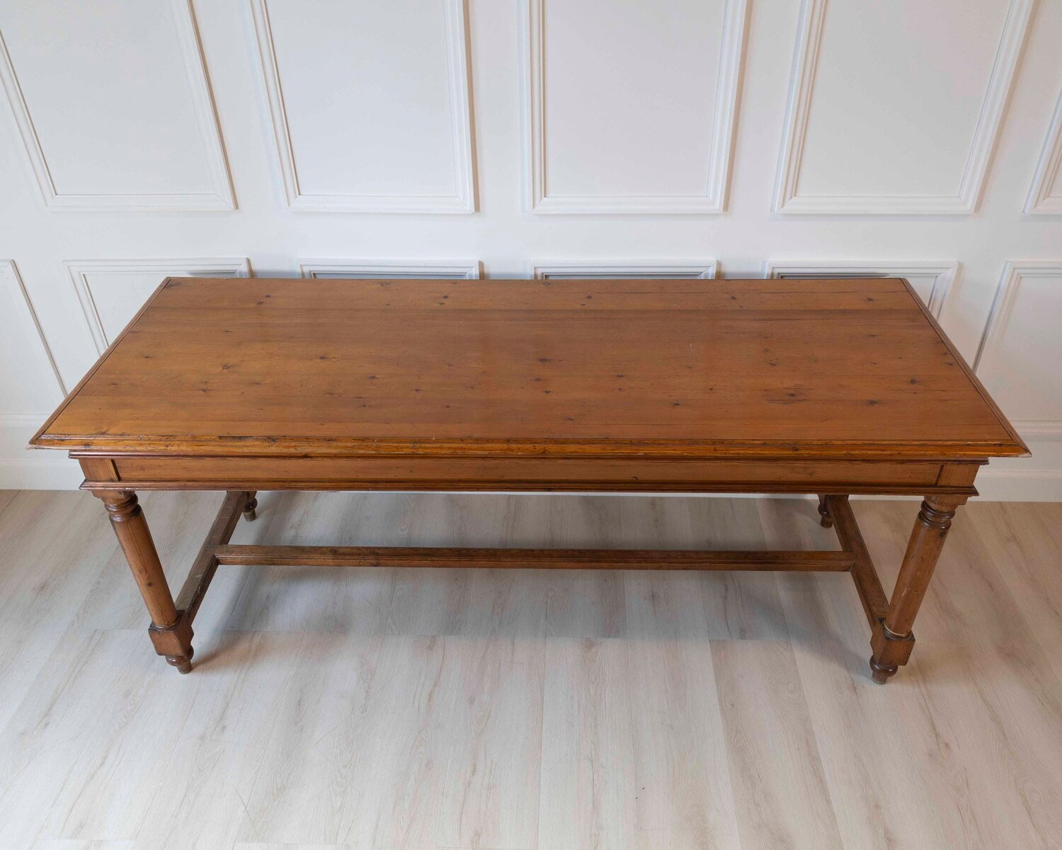 French Louis XVI Style 20th Century Pine Console Table with Cylindrical Legs - JAA