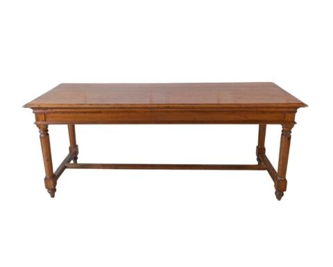 French Louis XVI Style 20th Century Pine Console Table with Cylindrical Legs