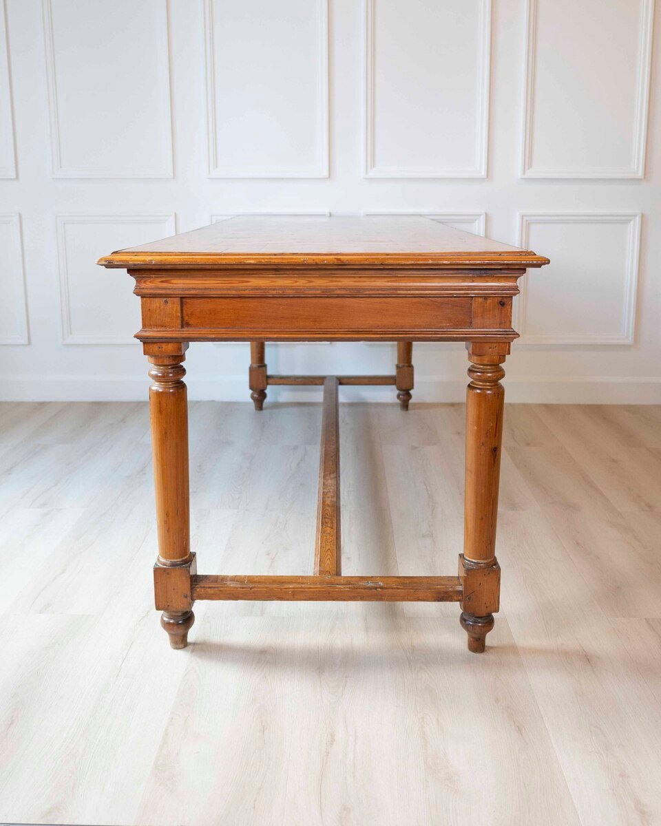 French Louis XVI Style 20th Century Pine Console Table with Cylindrical Legs - JAA