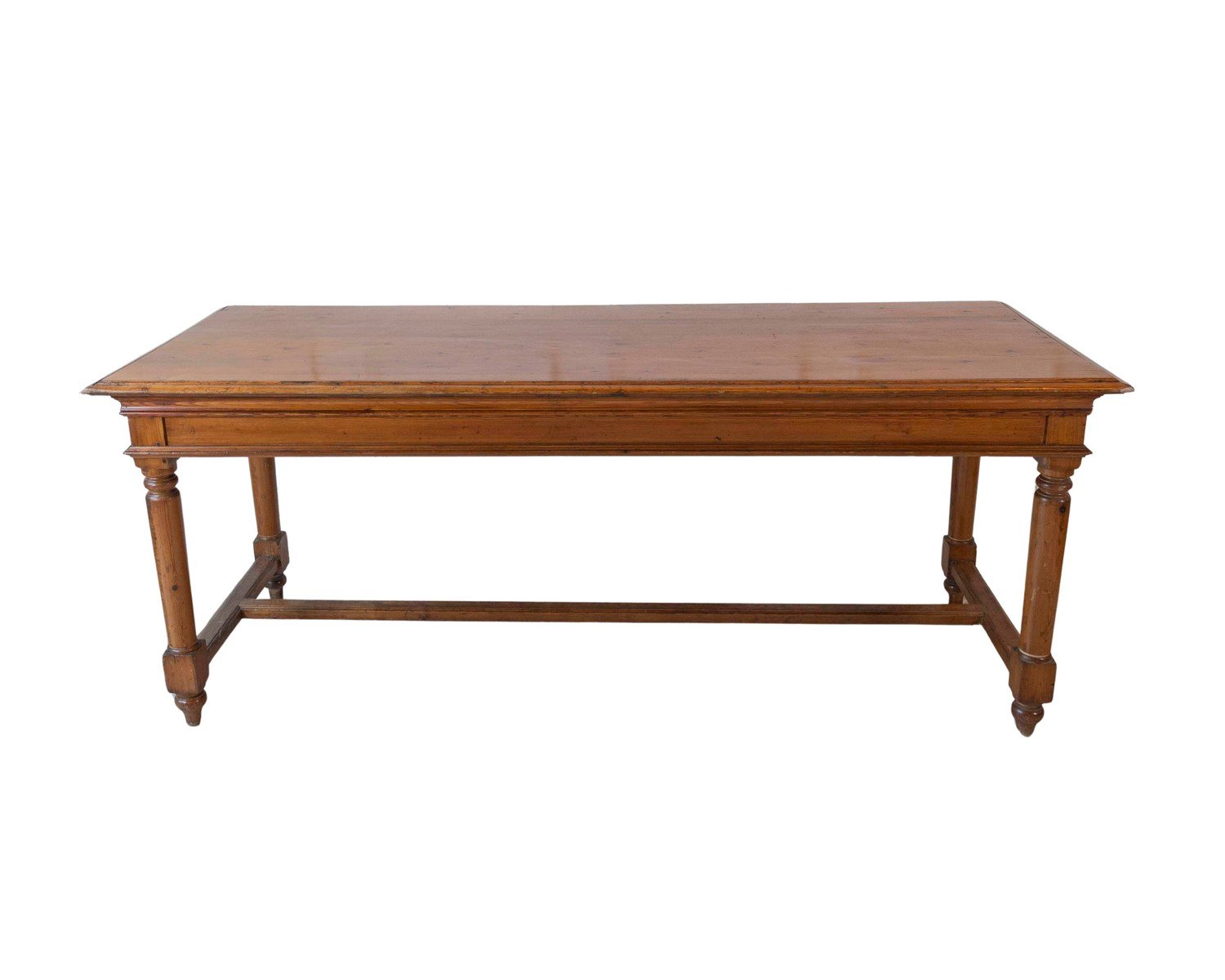 French Louis XVI Style 20th Century Pine Console Table with Cylindrical Legs - JAA