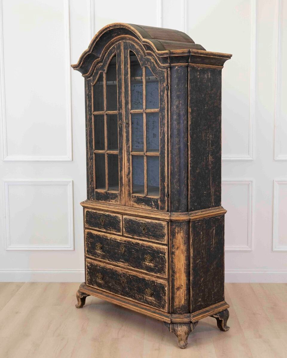 Period Rococo Cabinet with Glass Doors, circa 1820 - JAA