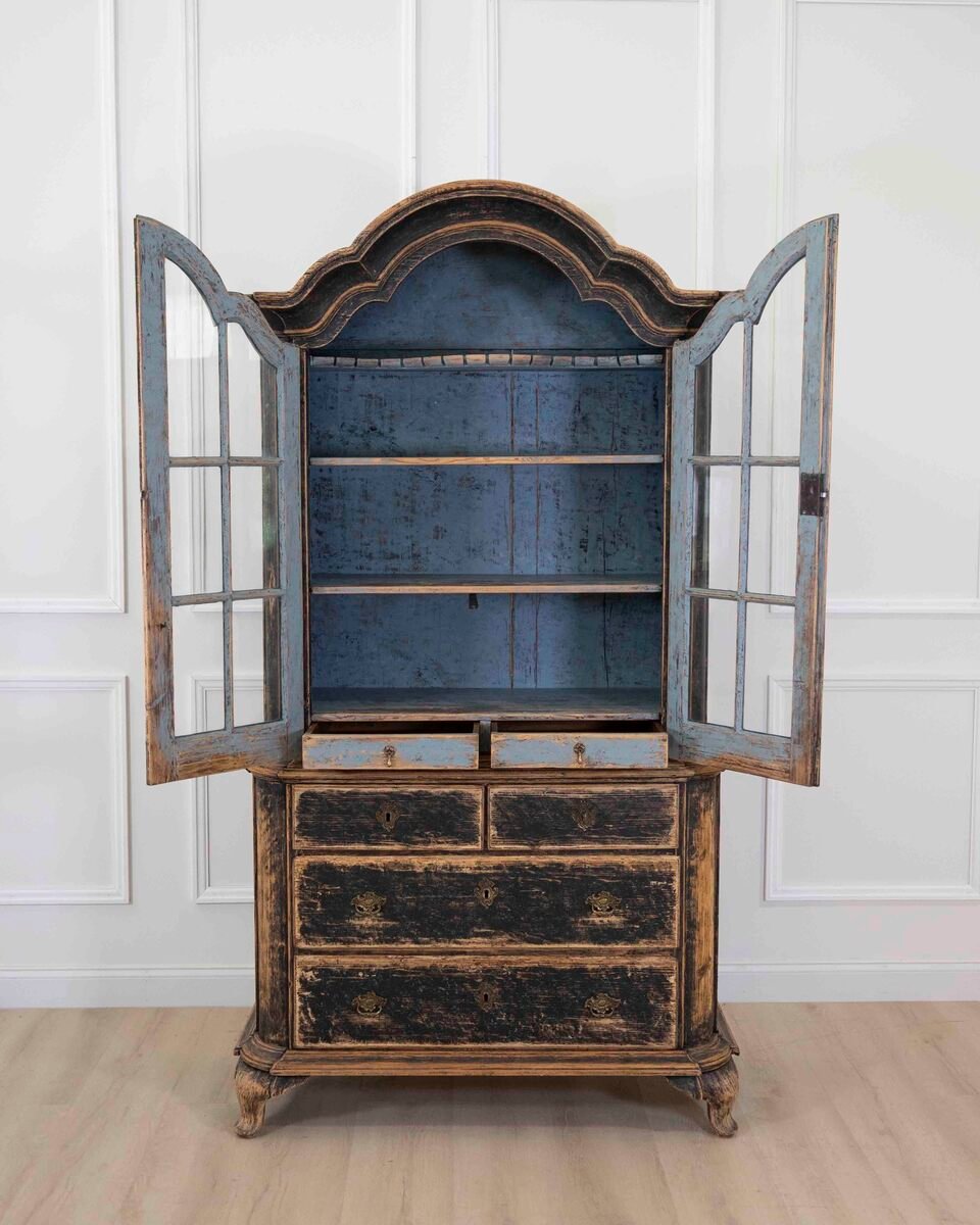 Period Rococo Cabinet with Glass Doors, circa 1820 - JAA