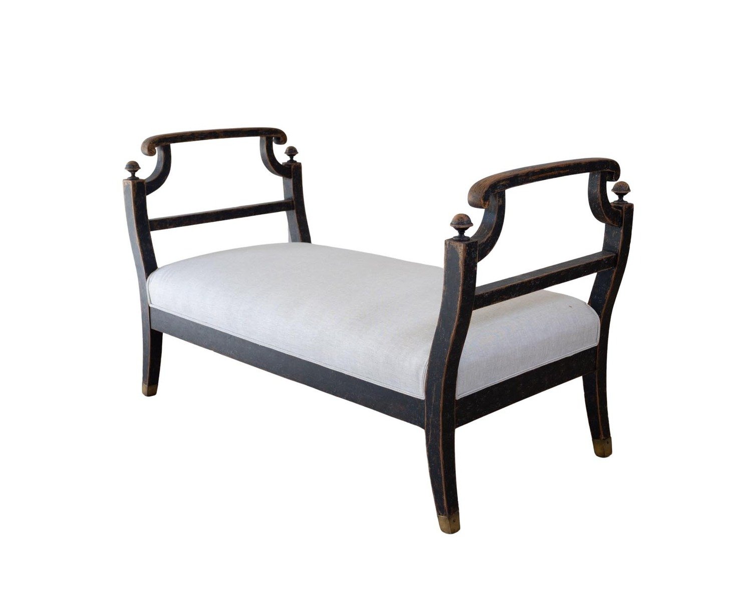 Freestanding Karl Johan Bench in Black Paint, circa 1830