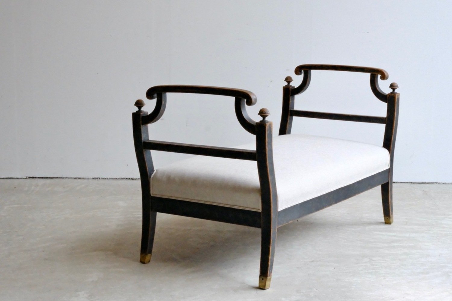 Freestanding Karl Johan Bench in Black Paint, circa 1830 - JAA