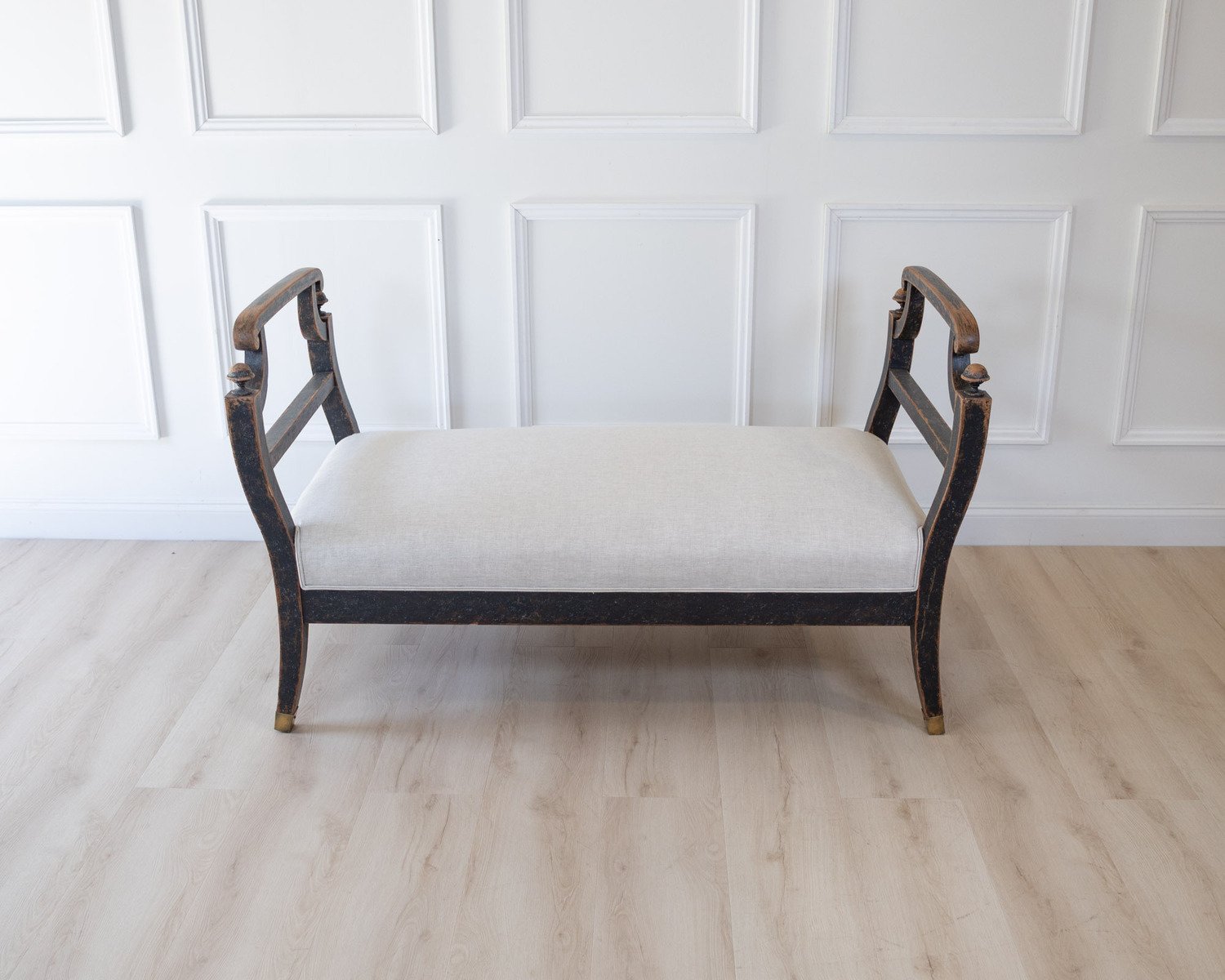 Freestanding Karl Johan Bench in Black Paint, circa 1830 - JAA