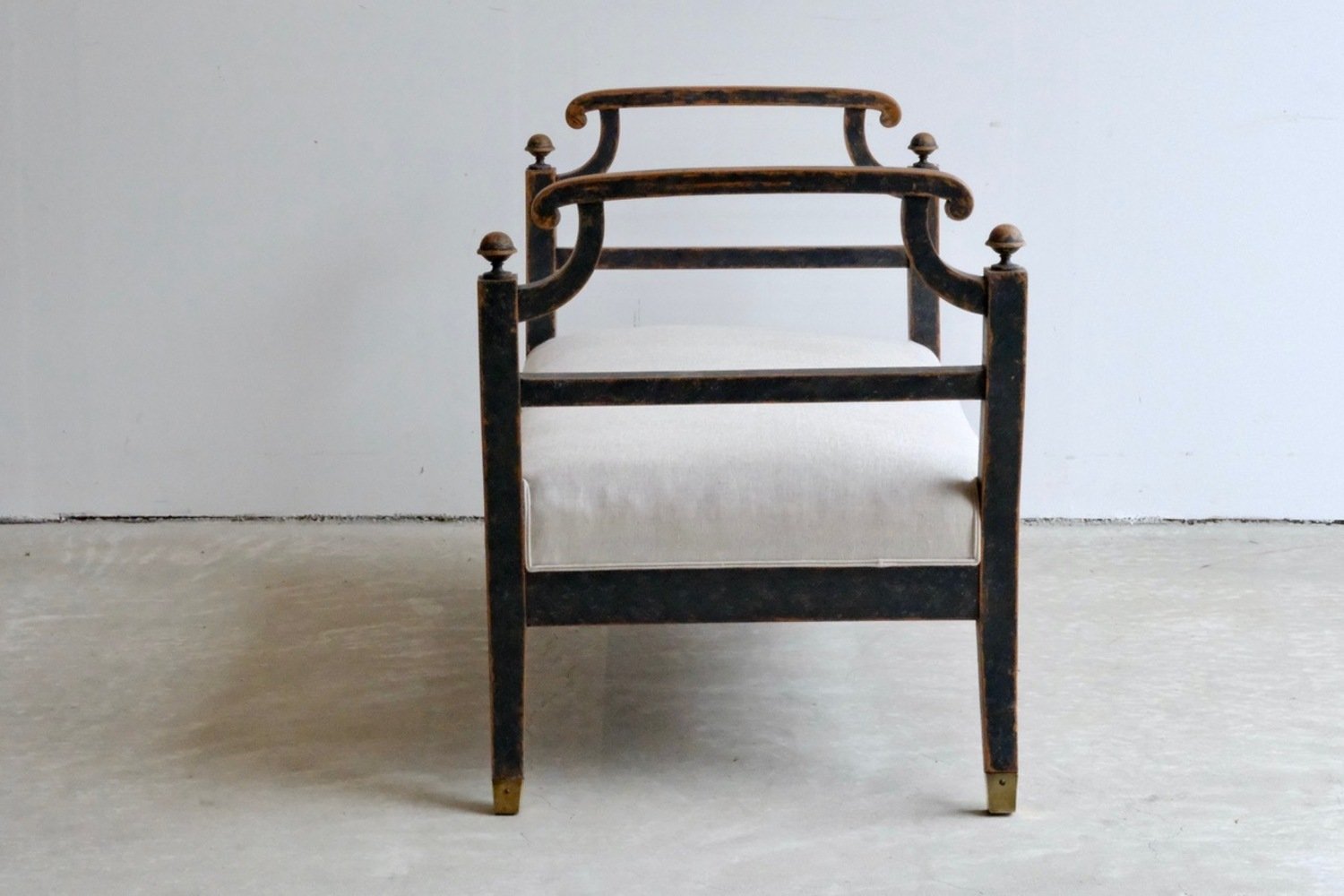 Freestanding Karl Johan Bench in Black Paint, circa 1830 - JAA