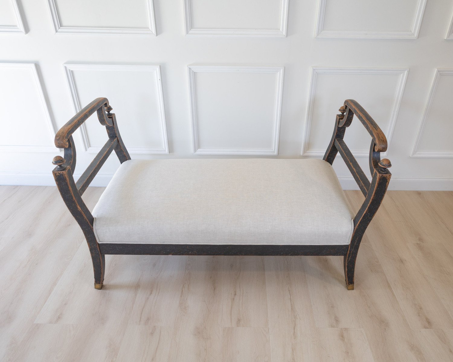 Freestanding Karl Johan Bench in Black Paint, circa 1830 - JAA