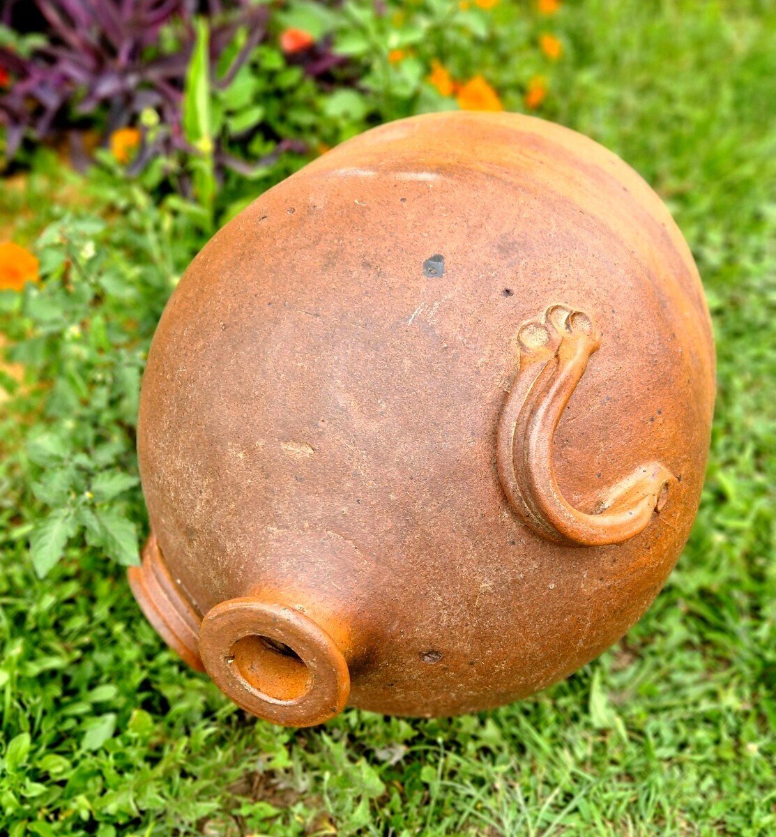 19th Century French Glazed Stoneware Jar with Two Handles - JAA
