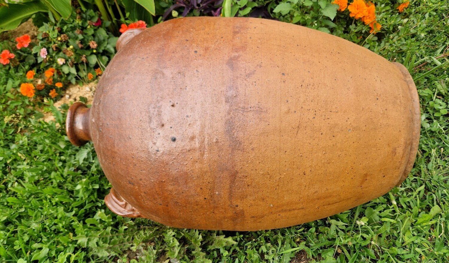 19th Century French Glazed Stoneware Jar with Two Handles - JAA