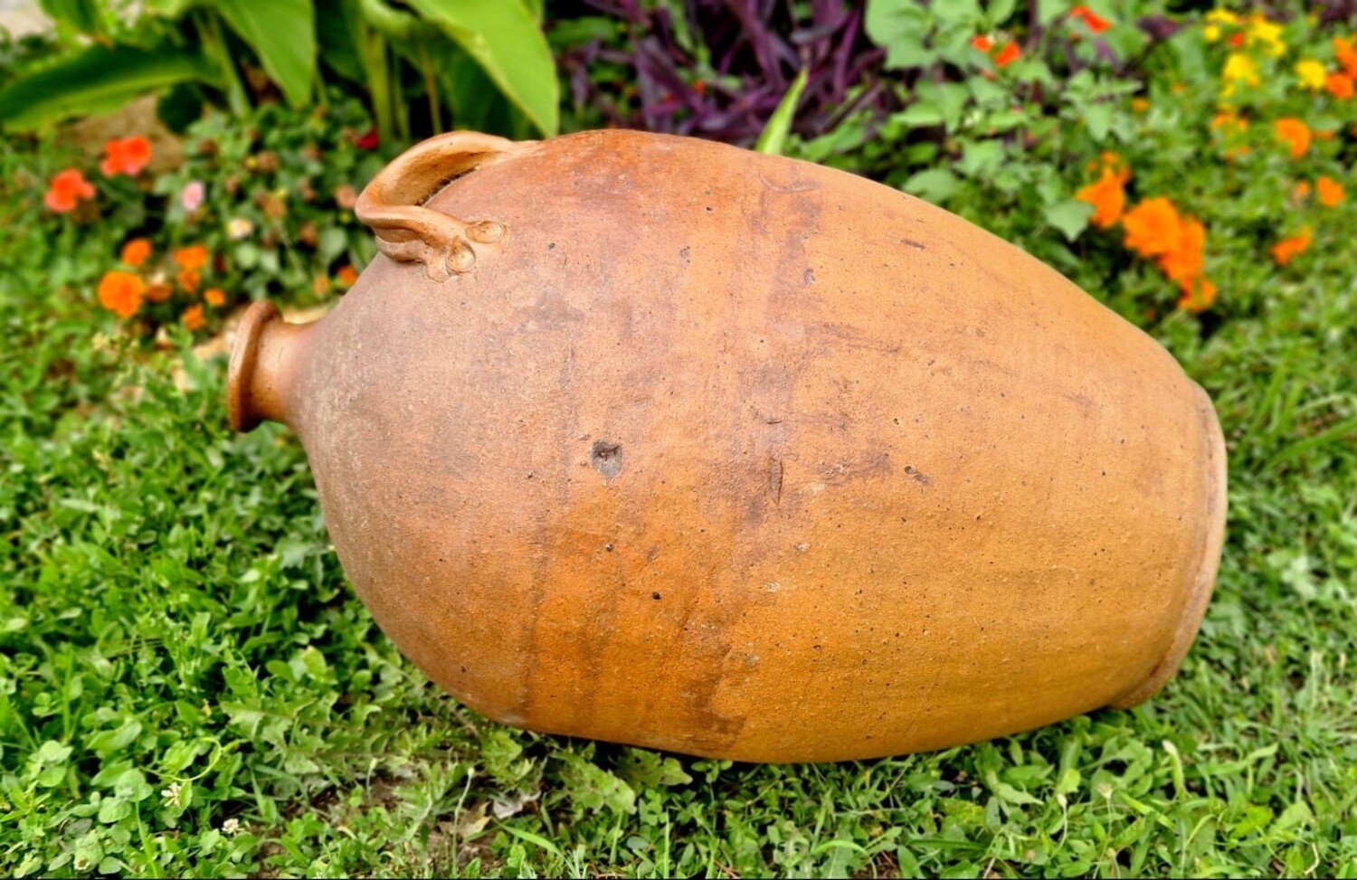 19th Century French Glazed Stoneware Jar with Two Handles - JAA
