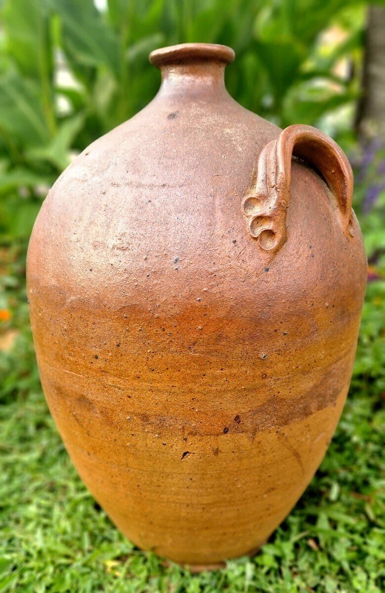 19th Century French Glazed Stoneware Jar with Two Handles - JAA