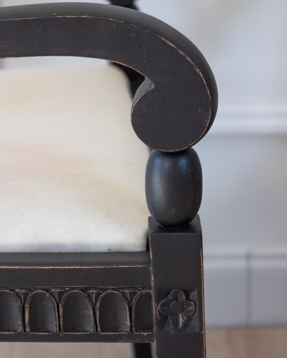Pair of Swedish Ebonized Neoclassical Armchairs, Circa 1880 - JAA