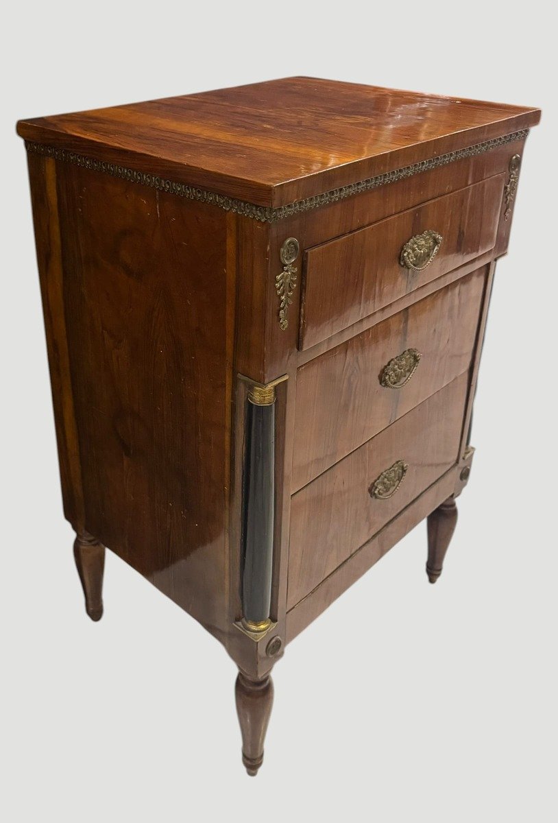 Italian Empire Style Bedside Chest with Ebonized Columns, Mid-19th Century - JAA