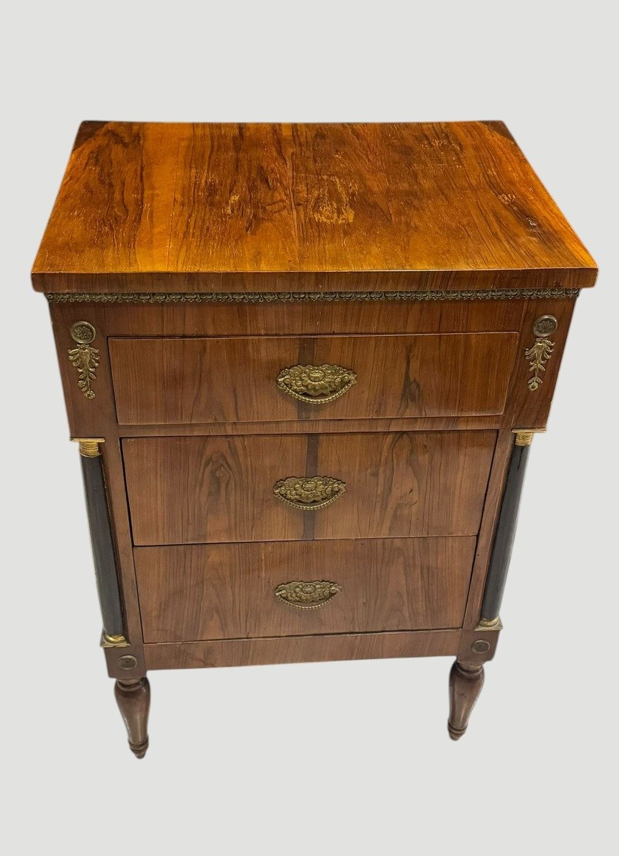 Italian Empire Style Bedside Chest with Ebonized Columns, Mid-19th Century - JAA