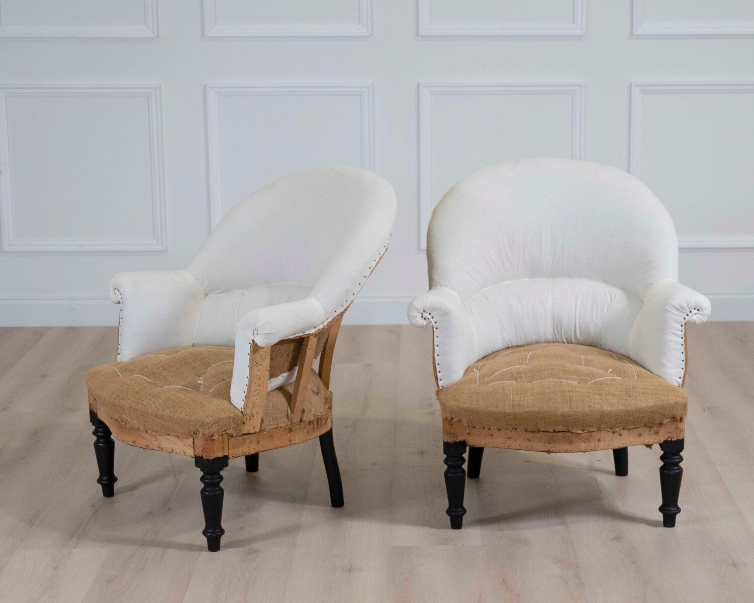 Pair of 19th Century French Chairs, Ready to Upholster - JAA