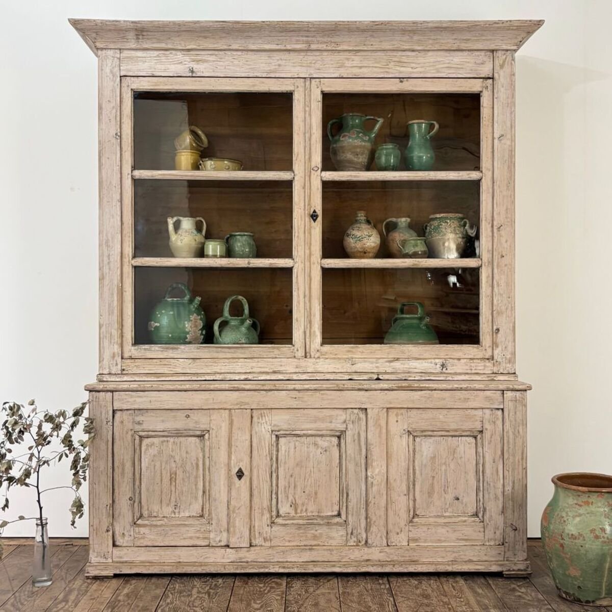 Two-Piece Painted Pine Bookcase, Scandinavia, 19th Century - JAA