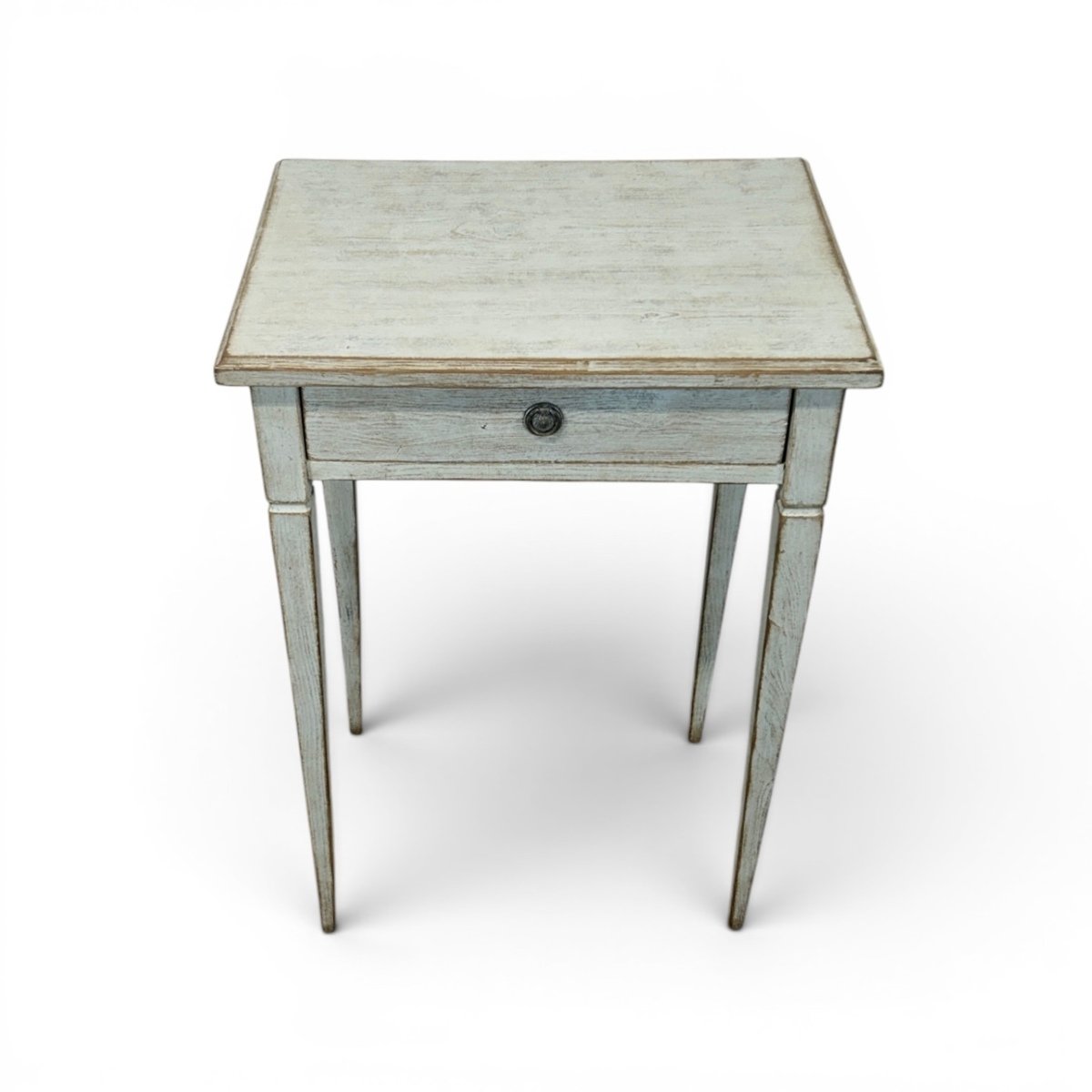A pair of Swedish side tables in a mix of pale blue and grey. - JAA