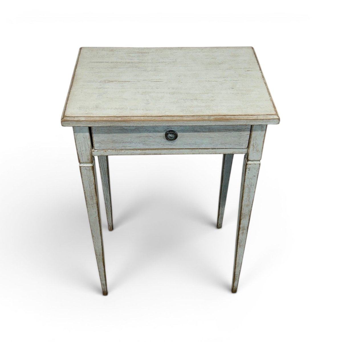 A pair of Swedish side tables in a mix of pale blue and grey. - JAA